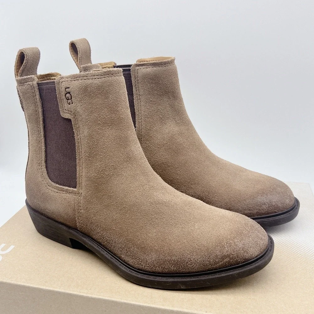 UGG  Emmeth Women's Ankle Chelsea Boots Tan Brown Suede Pull On US 6.5